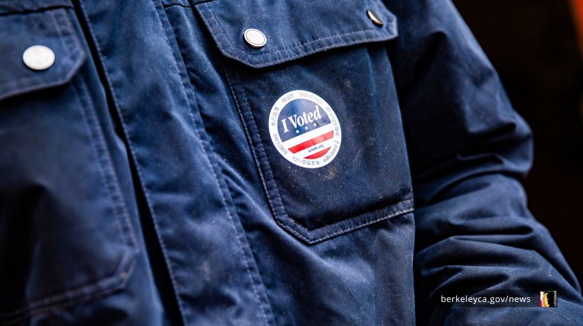 Person wearing I Voted sticker