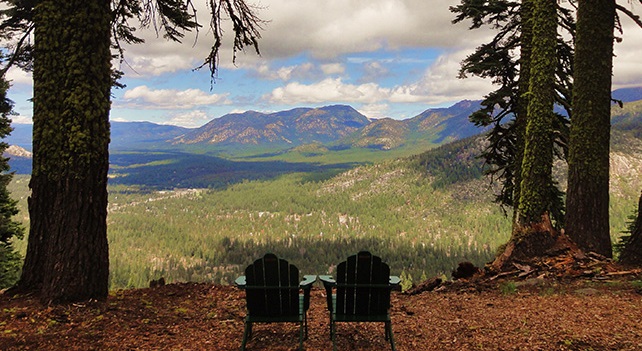 Two chairs looking over the Tahoe basin