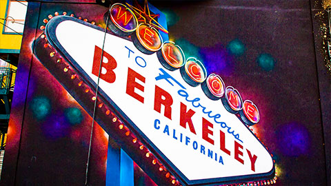 Mural saying "Welcome to fabulous Berkeley California"