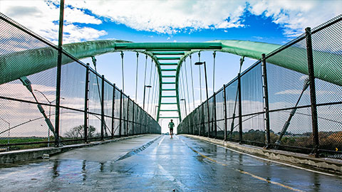 Pedestrian bridge on a sunny day