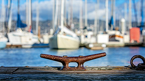 Dock cleat at the marina