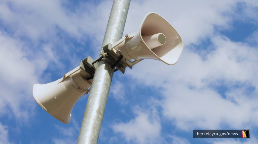 Photo of loudspeakers on a pole