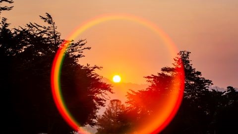 Orange sun on a hazy day