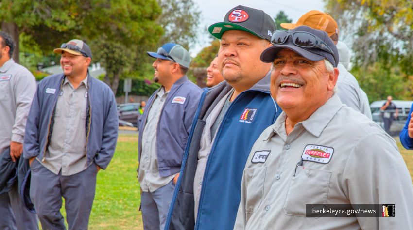 Public Works staff smiling at a City staff appreciation event