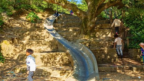Cement slide on hillside