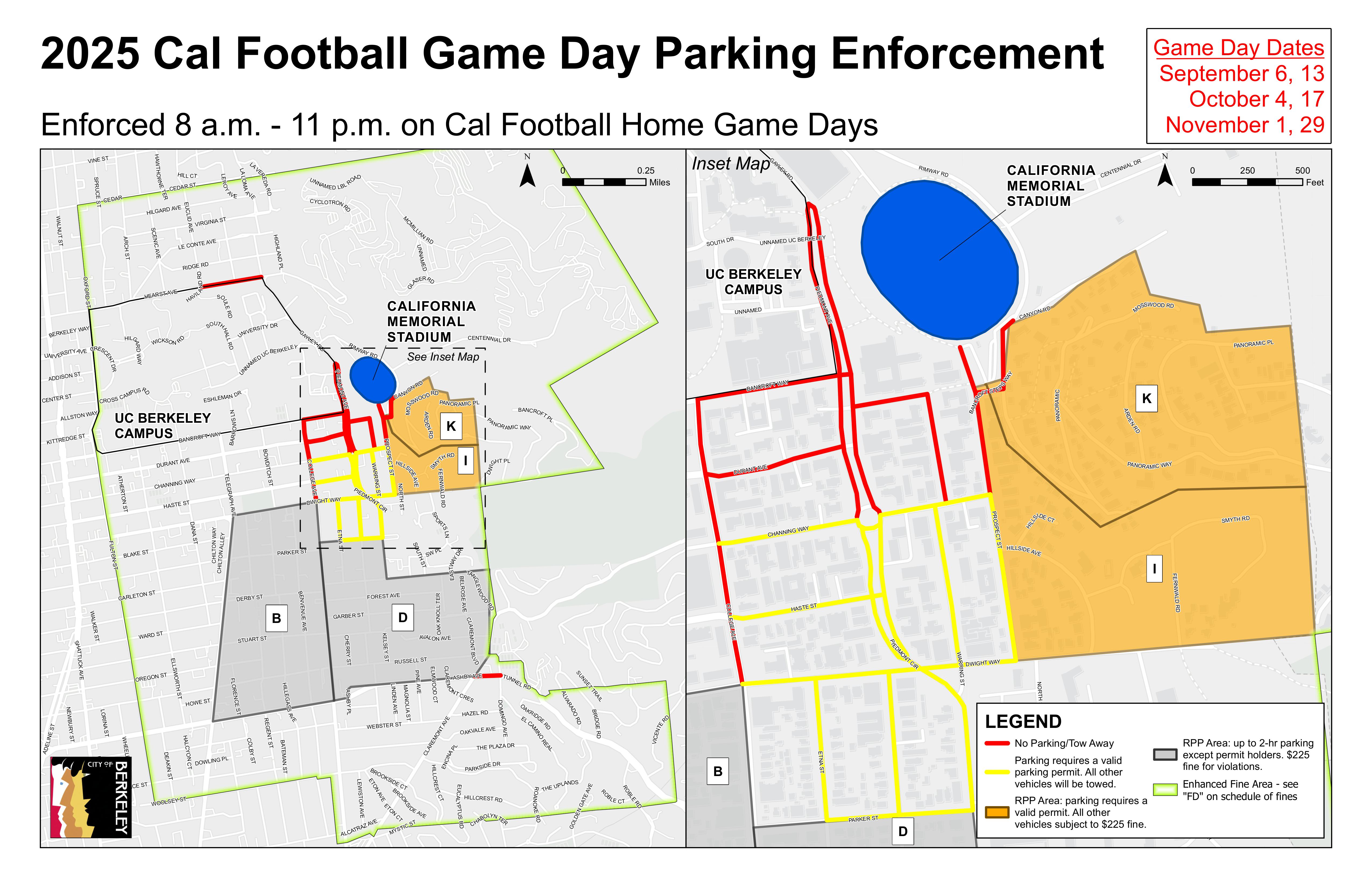 2025 Cal Football Parking Enforcement Map