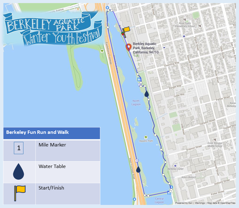 A map of the Aquatic Park Fun Run course.