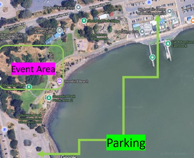 A map showing location and areas to park