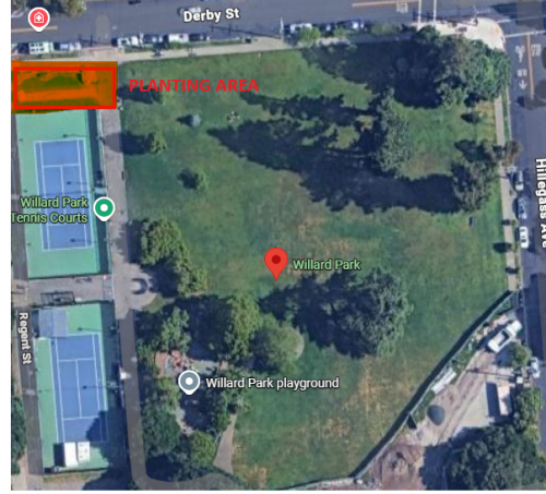 A map showing location and area to park