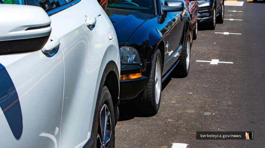 Cars parked in a line