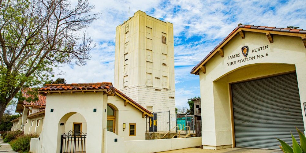 Fire station building with training tower