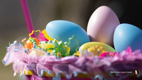 Easter basket with plastic eggs