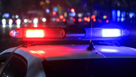 Police lights at night