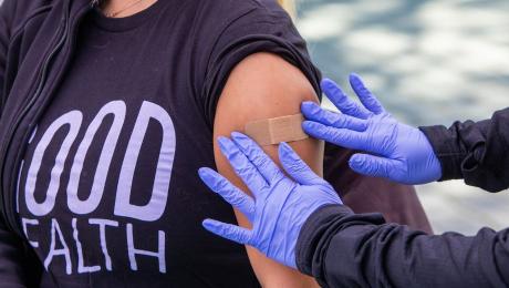 Person receiving vaccination