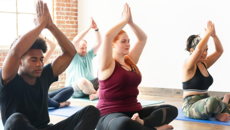 People practicing yoga