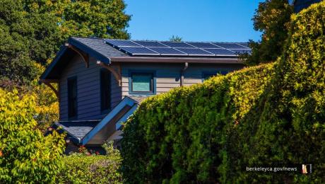 A Berkeley home with solar panels on its roof