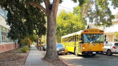 School Bus next to Washington Elementary