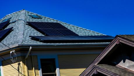 house with rooftop solar