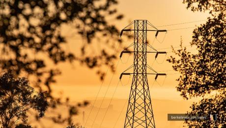 sunset view of powerlines