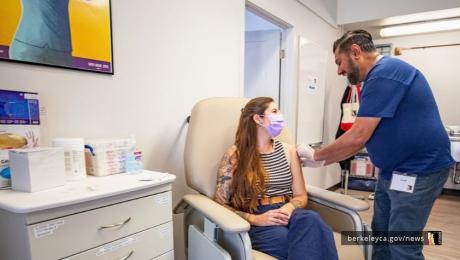 A person getting vaccinated
