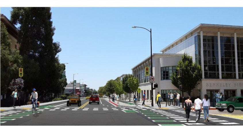 Post-construction artist's rendering of Milvia Street at Allston Way (facing South)