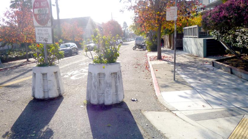 Existing concrete traffic barricades (bollards)