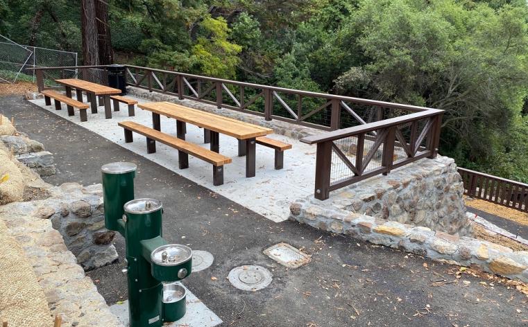 John Hinkel Park picnic area and fountains