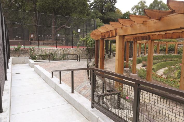 Accessible path of travel to the center of the pergola