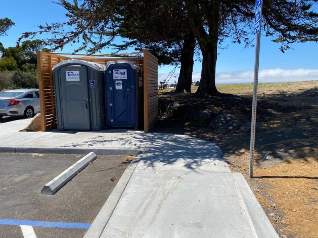 Currently only portable toilets are available to the public on Spinnaker Way at the Berkeley Marina
