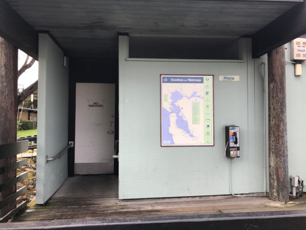 Current state of the public restroom at the K-dock