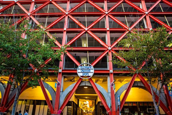 Photo of the front of the Telegraph Channing Garage