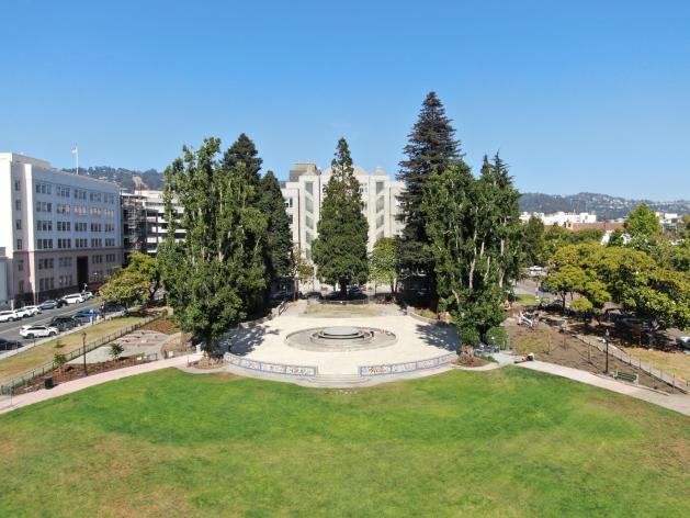 Aerial view of Civic Center Upper Plaza