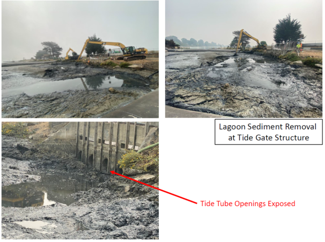 Photos of Lagoon Sediment Removal and Tide Gates blocked