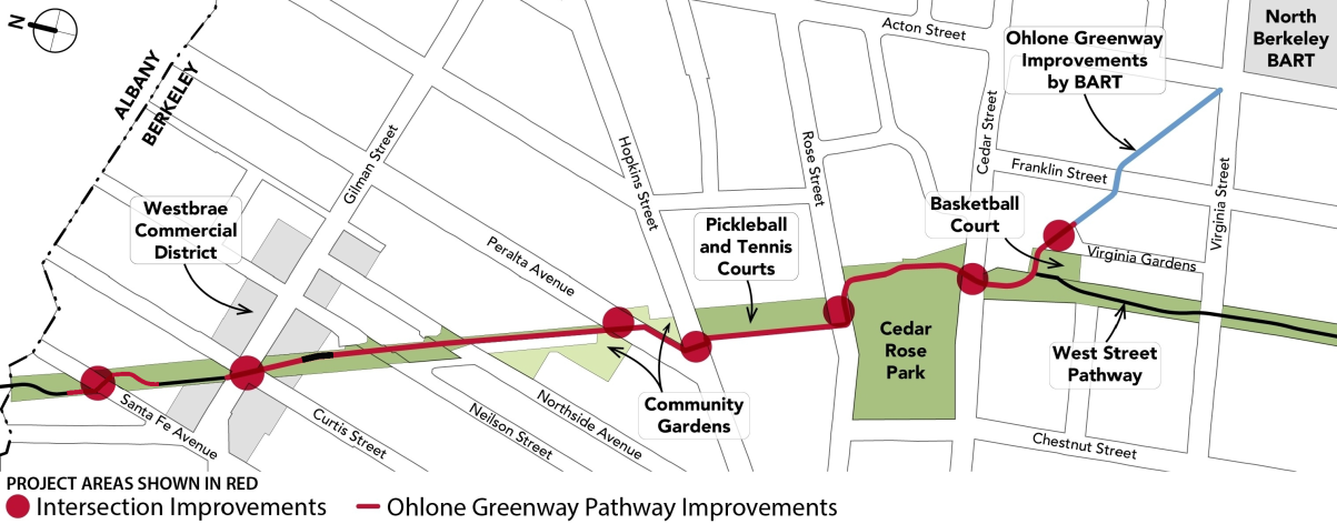 Ohlone Greenway Safety Improvements Project Limits