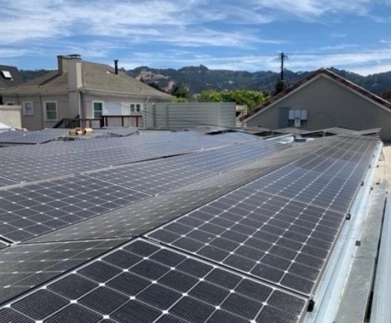 Solar panels on the roof of the Adulth Mental Health building