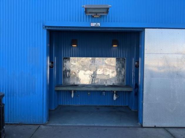 Harrison Park public restroom with sinks