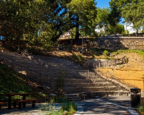 John Hinkel Amphitheatre with steps and seats after construction